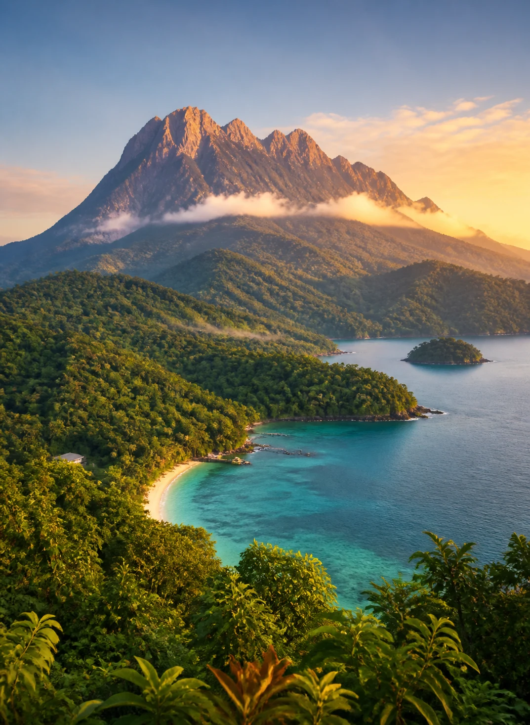 Pemandangan Gunung Kinabalu dan pesisir Sabah