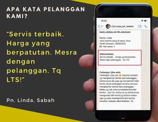 Testimoni pelanggan sewa kereta LTS #14
