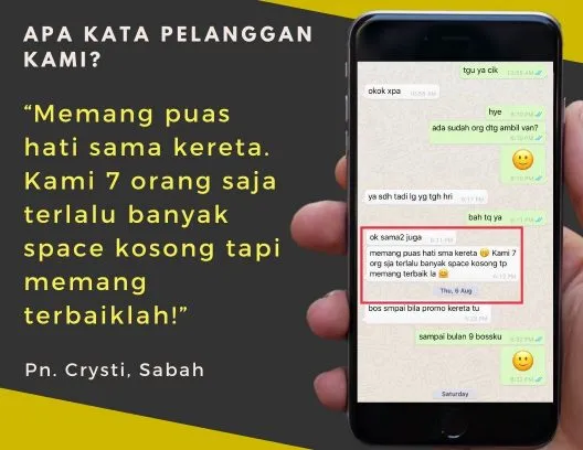 Testimoni pelanggan sewa kereta LTS #5