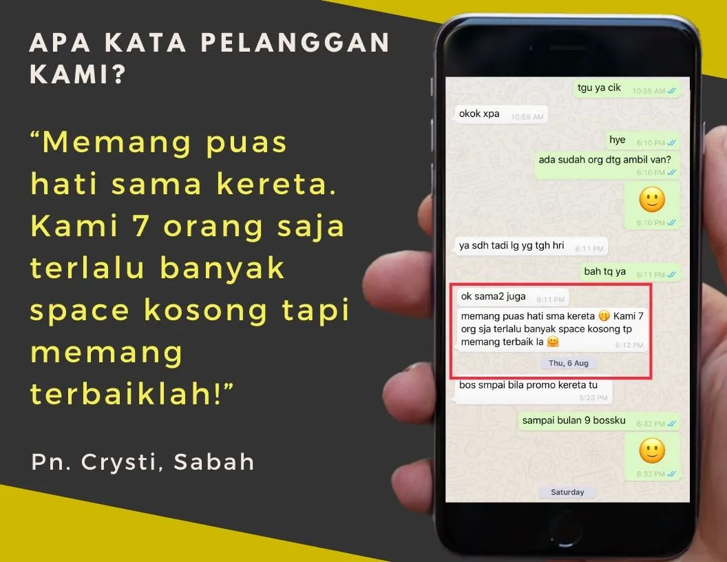 Testimoni pelanggan sewa kereta LTS #1