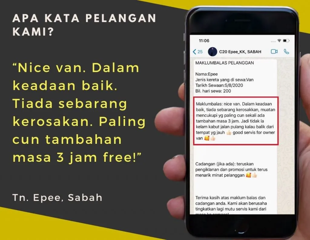 Testimoni pelanggan sewa kereta LTS #2