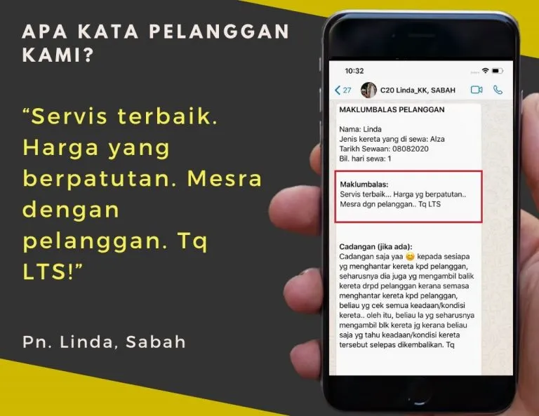 Testimoni pelanggan sewa kereta LTS #7